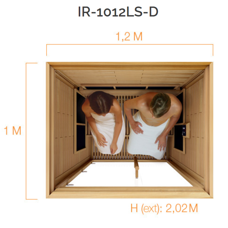 2 person infrared home sauna - top down view