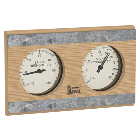 THERMO-HYGROMETER FINNISH SOAPSTONE and CEDAR RECTANGLE SAWO 282-THRD