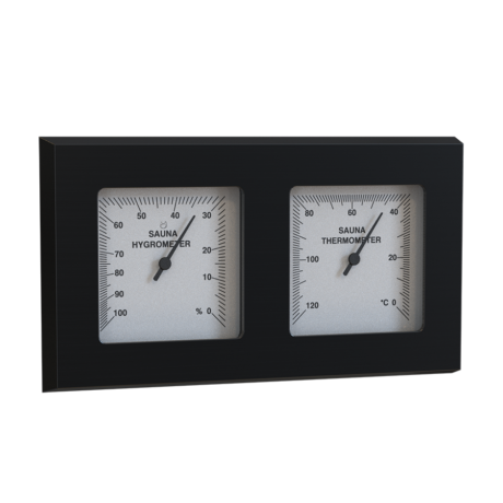 SAUNA THERMOMETER & HYGROMETER BLACK RECTANGLE SAWO
