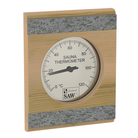 SAUNA THERMOMETER CEDAR with ACCENT STONE SAWO