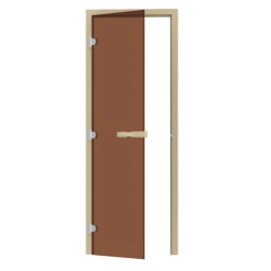 SAUNA DOOR PINE with BRONZE GLASS 3 SIDED FRAME LEFT OPENING SAWO