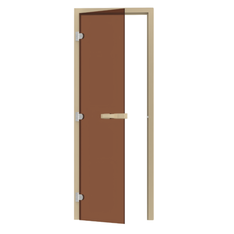 SAUNA DOOR PINE with BRONZE GLASS 3 SIDED FRAME LEFT OPENING SAWO