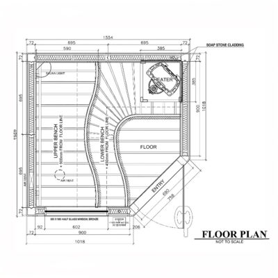 Medium Sauna Wave Bench Floor plan