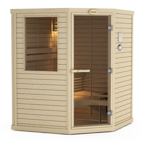 3-4 Person Sauna by SAWO with corner door and side window