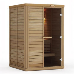 Cedar SAWO sauna with right hand glass door